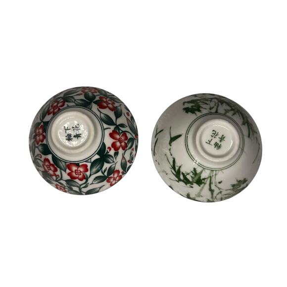 2 Sauce Porcelain Bowls Dipping/Trinket Asian Floral Panda - Picture 4 of 7